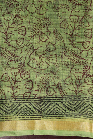 Paisley Motif With Green Kota Cotton Saree
