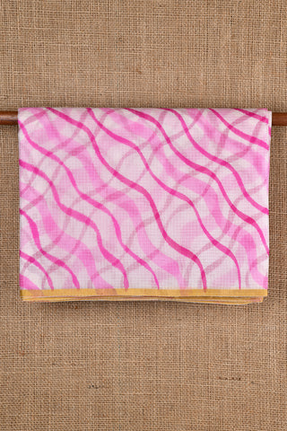 Pink Waves Design Light Grey Kota Silk Saree