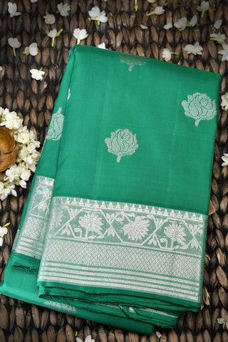 Rose Motif Green Kanchipuram Silk Saree
