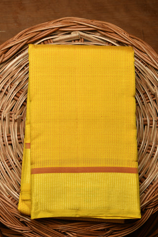 Thread Work Stripes Honey Yellow Kanchipuram Silk Saree
