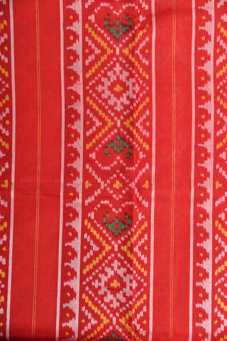 Ikat Weave Pattern Ivory White Spun Patola Silk Saree