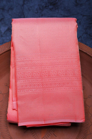 Big Copper Zari Border In Brocade Peach Pink Kanchipuram Silk Saree