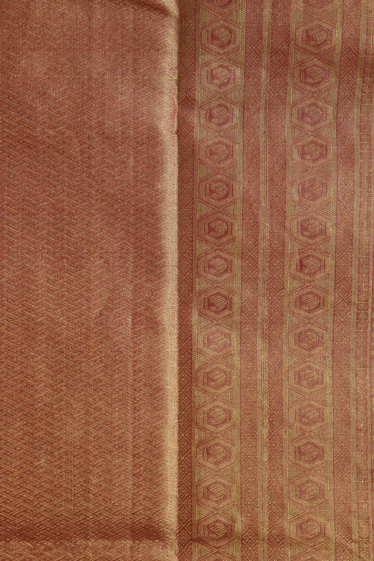 Traditional Big Border With Geometric Pattern Cream Color Kanchipuram Silk Saree
