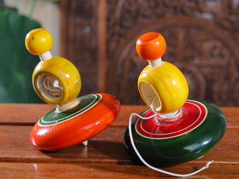 Channapatna Wooden Set Of 2 Wind Top