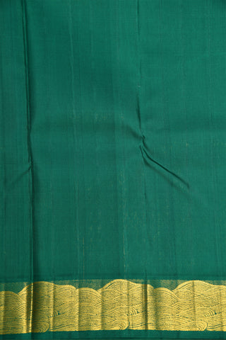 Korvai Zari Round Buttis With Contrast Wave Design Border Cream Color Kanchipuram Silk Saree