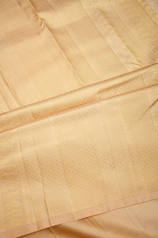 Paisley And Stripes Design Tan Kanchipuram Silk Saree
