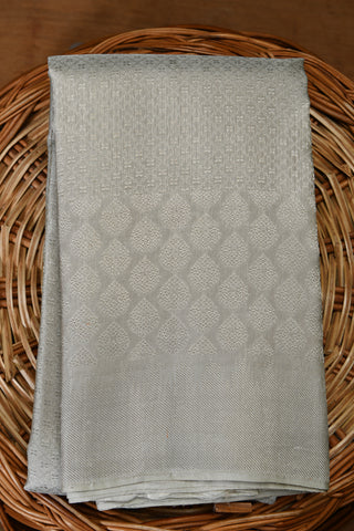 Silver Zari Geometric Design Grey Kanchipuram Silk Saree
