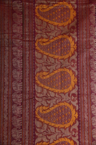 Traditional Thread Work Border And Buttis Burgundy Coimbatore Cotton Saree
