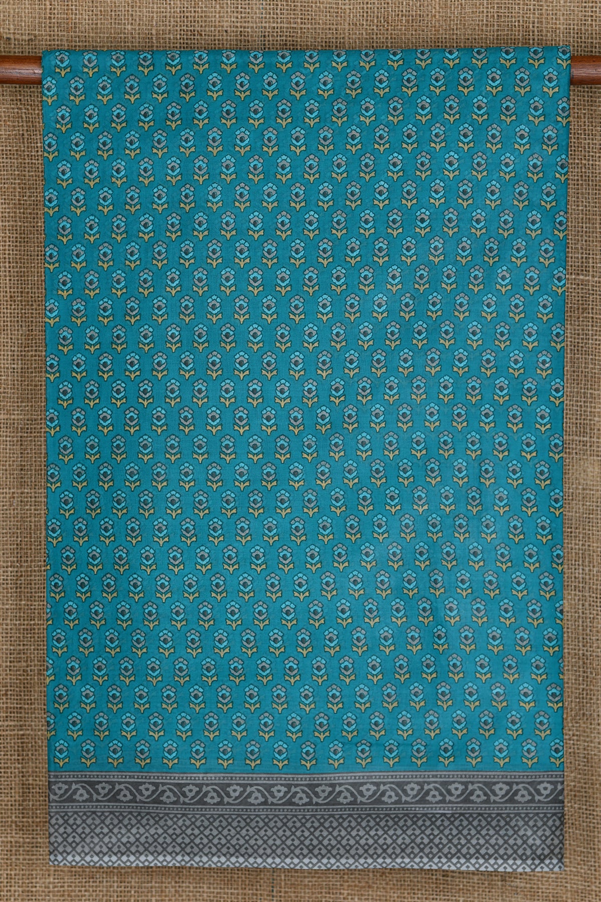 Small Floral Buttis Teal Blue Ahmedabad Cotton Saree