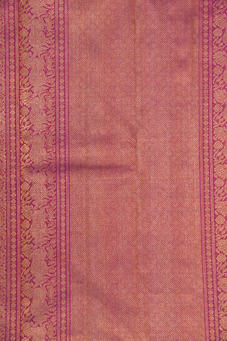 Rettai Pettu Traditional Border With Buttis Orange Kanchipuram Silk Saree