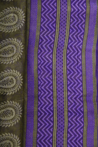 Floral Creeper Design Grey And Purple Hyderabad Cotton Saree