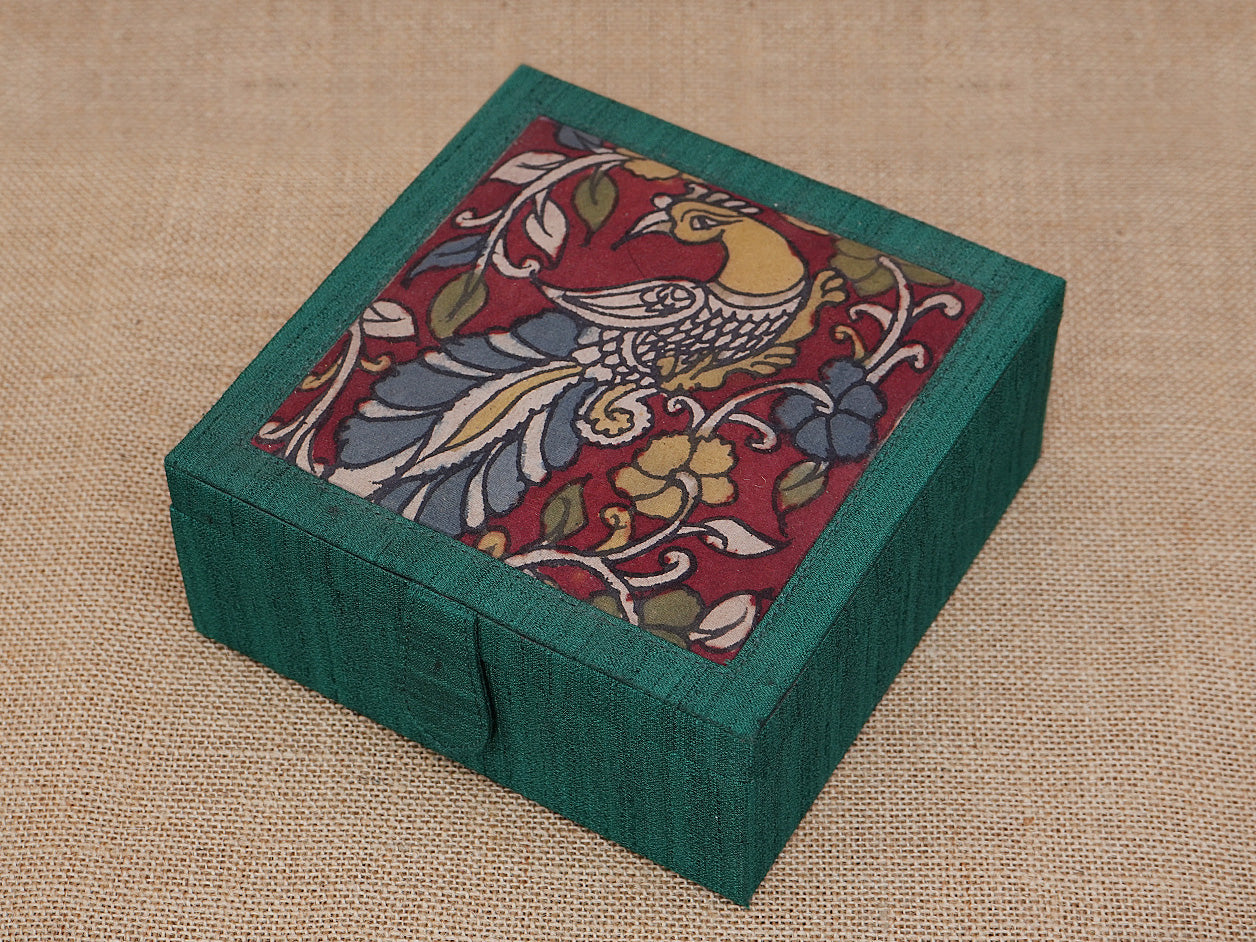 Kalamkari Design Emerald Green Jewel Storage Box