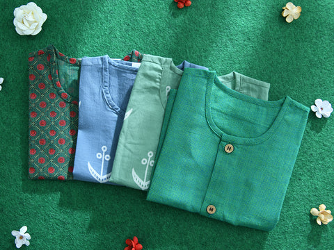 Assorted Sleeveless Multicolor Set Of 4 Cotton Baby Sleep Wear