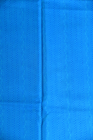 Floral Design Blue Printed Silk Saree