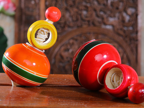 Channapatna Wooden Set Of 2 Round Top