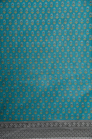Small Floral Buttis Teal Blue Ahmedabad Cotton Saree