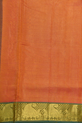 Zari Stripes Ochre Red Silk Cotton Saree