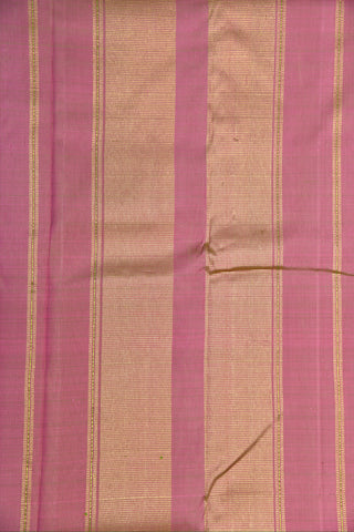 Zari Border With Thread Work Monochrome Stripes Mauve Pink Kanchipuram Silk Saree