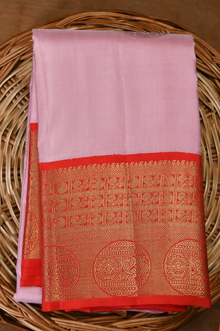 Contrast Border Soft Pink Kanchipuram Silk Saree