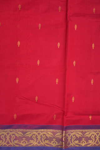 Allover Zari Motif Crimson Red Traditional Silk Cotton Saree