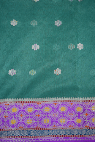 Zari Motifs Green Organza Banarasi Silk Saree
