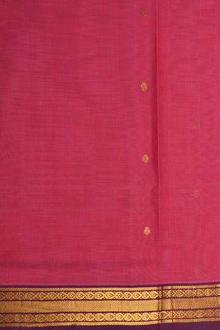 Zari Border With Floral Buttis Rani Pink Venkatagiri Cotton Saree