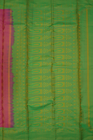 Floral Threadwork Motifs Pink Kanchipuram Silk Saree