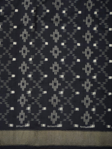 Allover Ikat Design With Bavanchi Border Black Pochampally Silk Unstitched Blouse Material