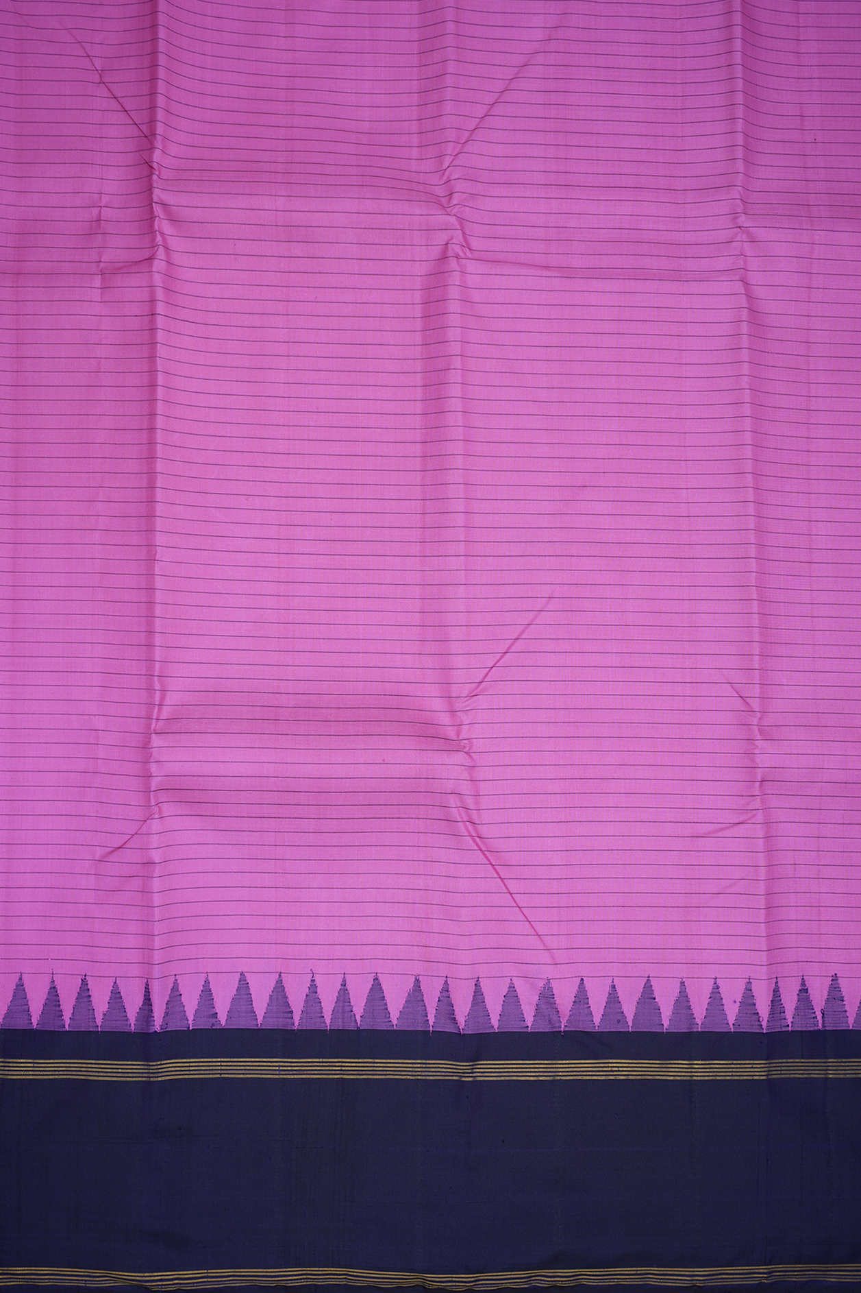 Allover Stripes Design Lotus Pink Kanchipuram Silk Saree