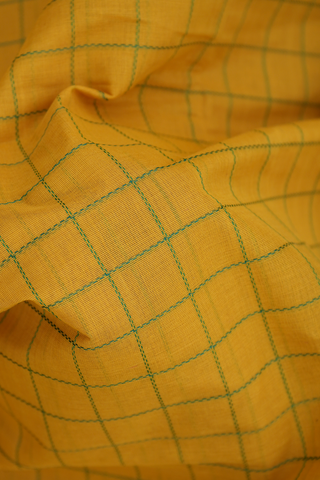 Checks Design Mustard Yellow Coimbatore Cotton Saree