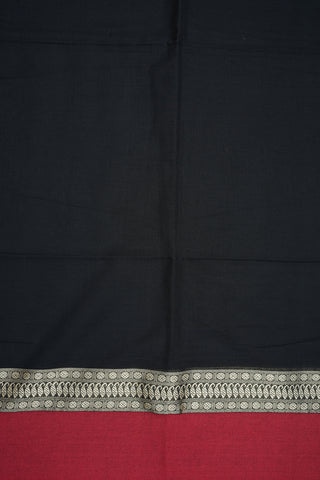 Paisley Rudraksh Threadwork Border Black Bengal Cotton Saree