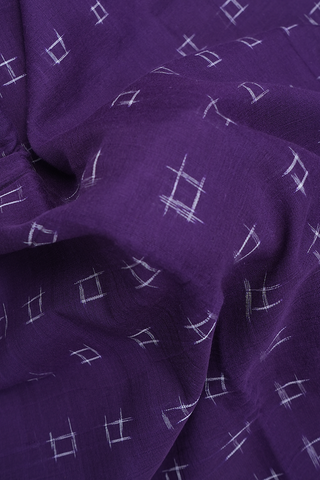 Square Buttas Regal Purple Pochampally Cotton Saree