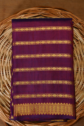 Rudraksh Butta Stripes Plum Purple Kanchipuram Silk Saree