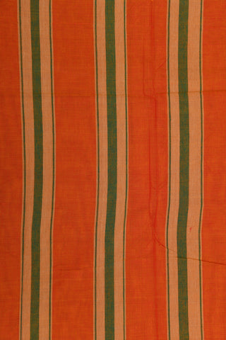 Zari Striped Border In Plain Rust Orange Nine Yards Cotton Saree