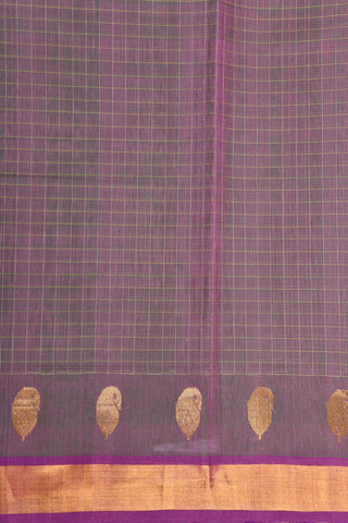 Small Zari Border With Checks Mauve Purple  Venkatagiri Cotton Saree