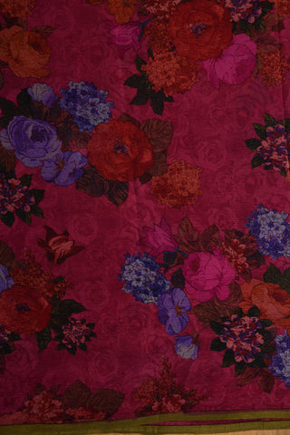 Floral Design Plum Violet Chiffon Saree