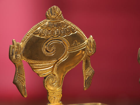 Traditional Brass Pooja Changu And Chakaram Vilakku Set