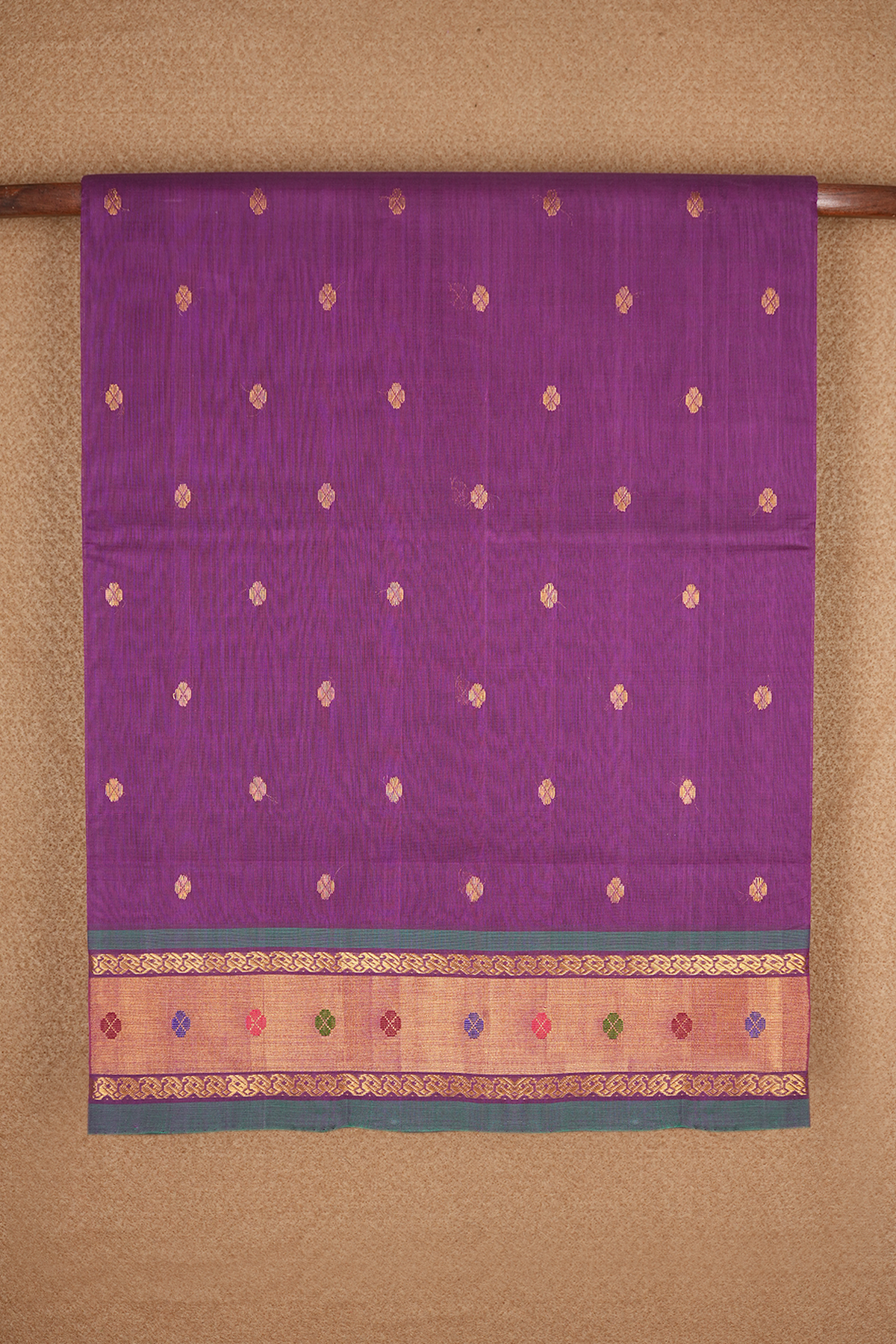 Floral Buttas Grape Purple Venkatagiri Cotton Saree
