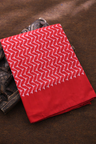 Zig Zag Design Crimson Red Pochampally Silk Saree