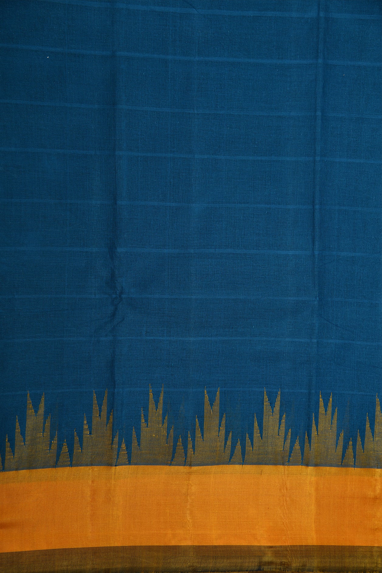 Contrast Silk Border Blue Kanchi Cotton Saree