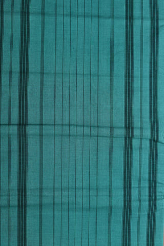 Thread Work Border In Stripes Teal Green Mangalagiri Cotton Saree