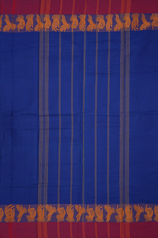 Contrast Threadwork Border Royal Blue Coimbatore Cotton Saree