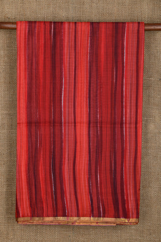 Small Border With Silver Zari Stripes Apple Red Kota Silk Saree