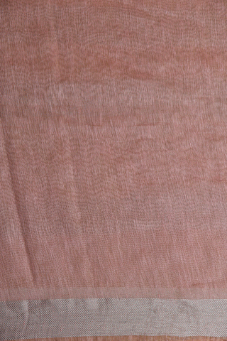 Threaded Dotted Peach Pink Linen Cotton Saree