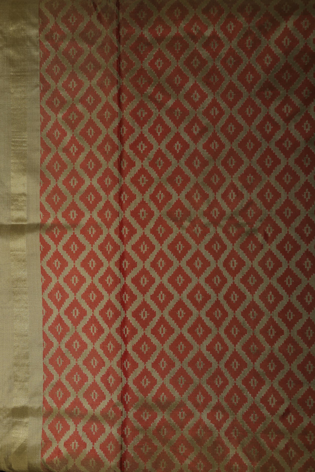 Geometric Design Red Pochampally Silk Saree