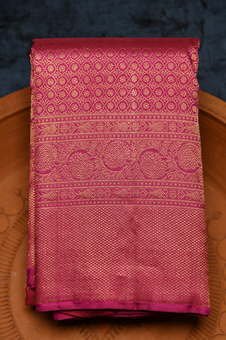 Brocade Diamond And Floral Border With Magenta Color Kanchipuram Silk Saree