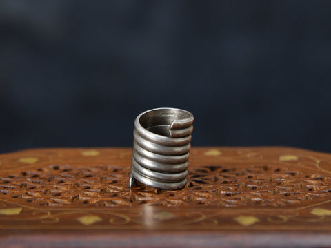 Oxidised Pure Silver Spiral Band Ring