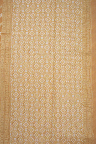 Diagonal Pattern Yellowish Beige Banarasi Cotton Saree