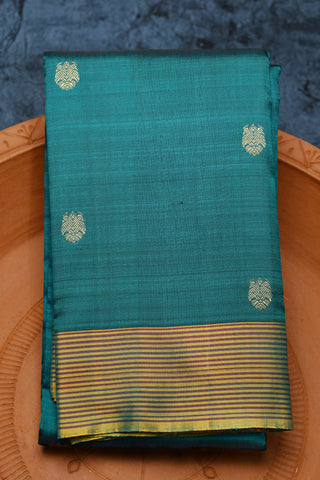 Ganda Berunda  Buttis Pine Green Kanchipuram Silk Saree