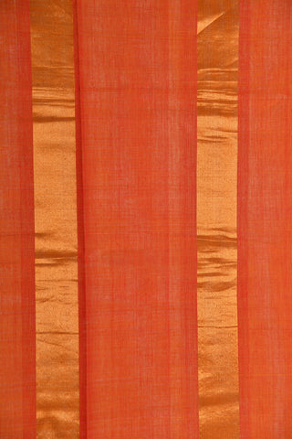 Zari And Leaf Motif Border Orange Venkatagiri Cotton Saree